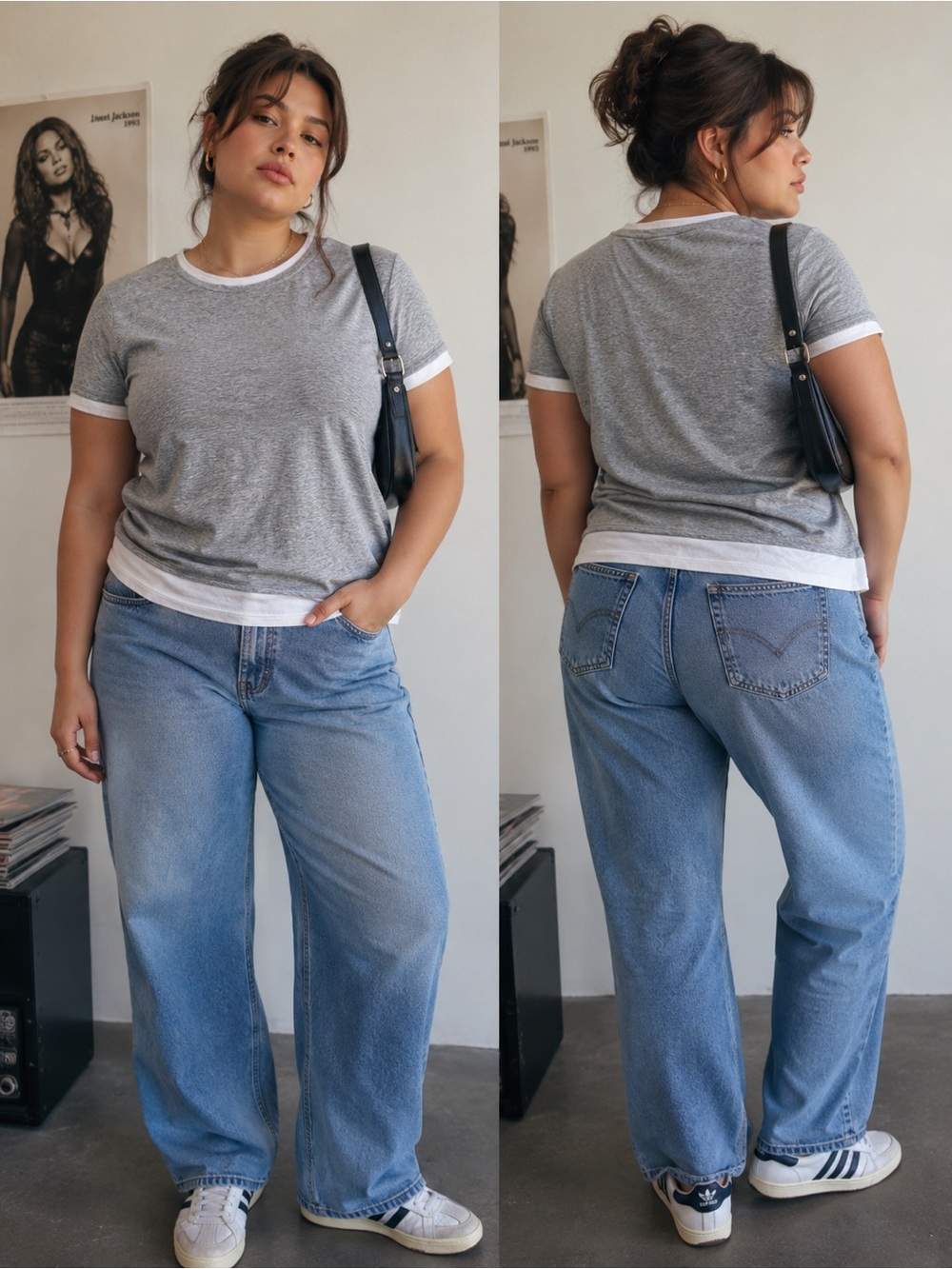 a new day 90’s inspired gray layered ringer tee